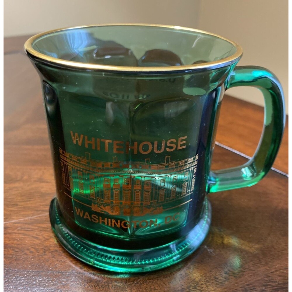 Culver 22K Gold Trim Mug US Capitol Washington DC Emerald Green Vtg HTF RARE